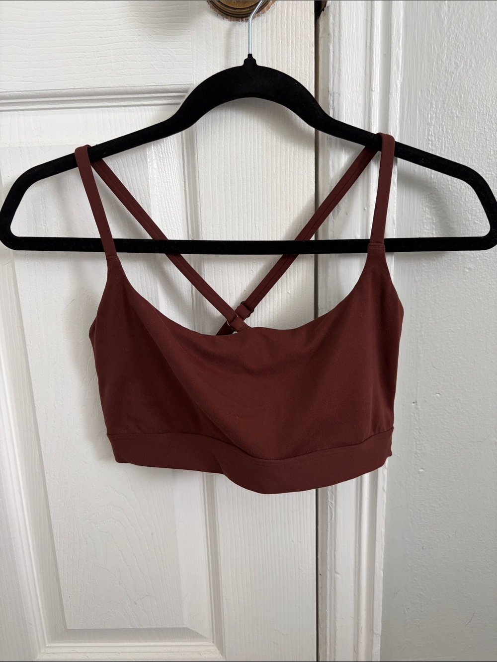 Fabletics Strappy Sports Bralette in Deep Brown